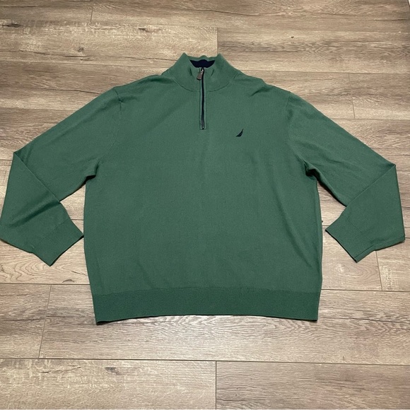 Nautica Men’s Navtech Classic Fit Quarter Zip Sweater Green Sz XXL NWT - Picture 2 of 9